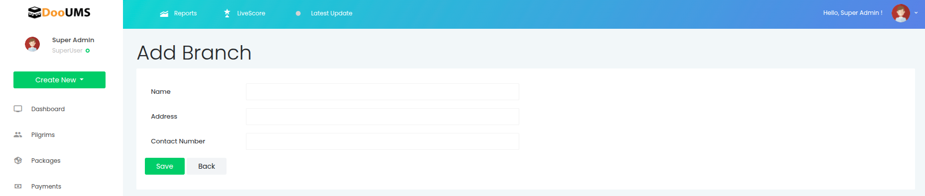 Add Branch Form
