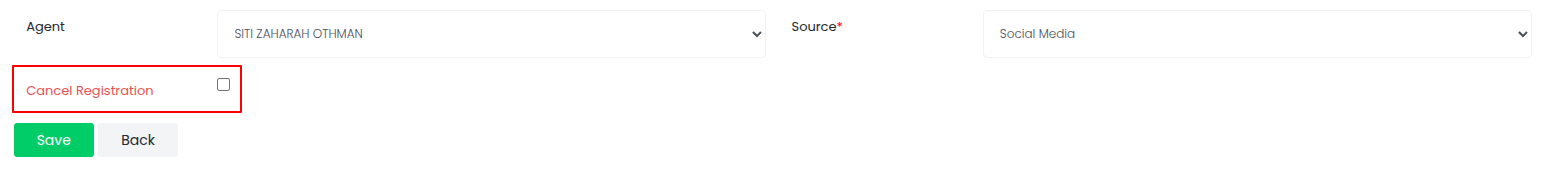 Cancel Registration