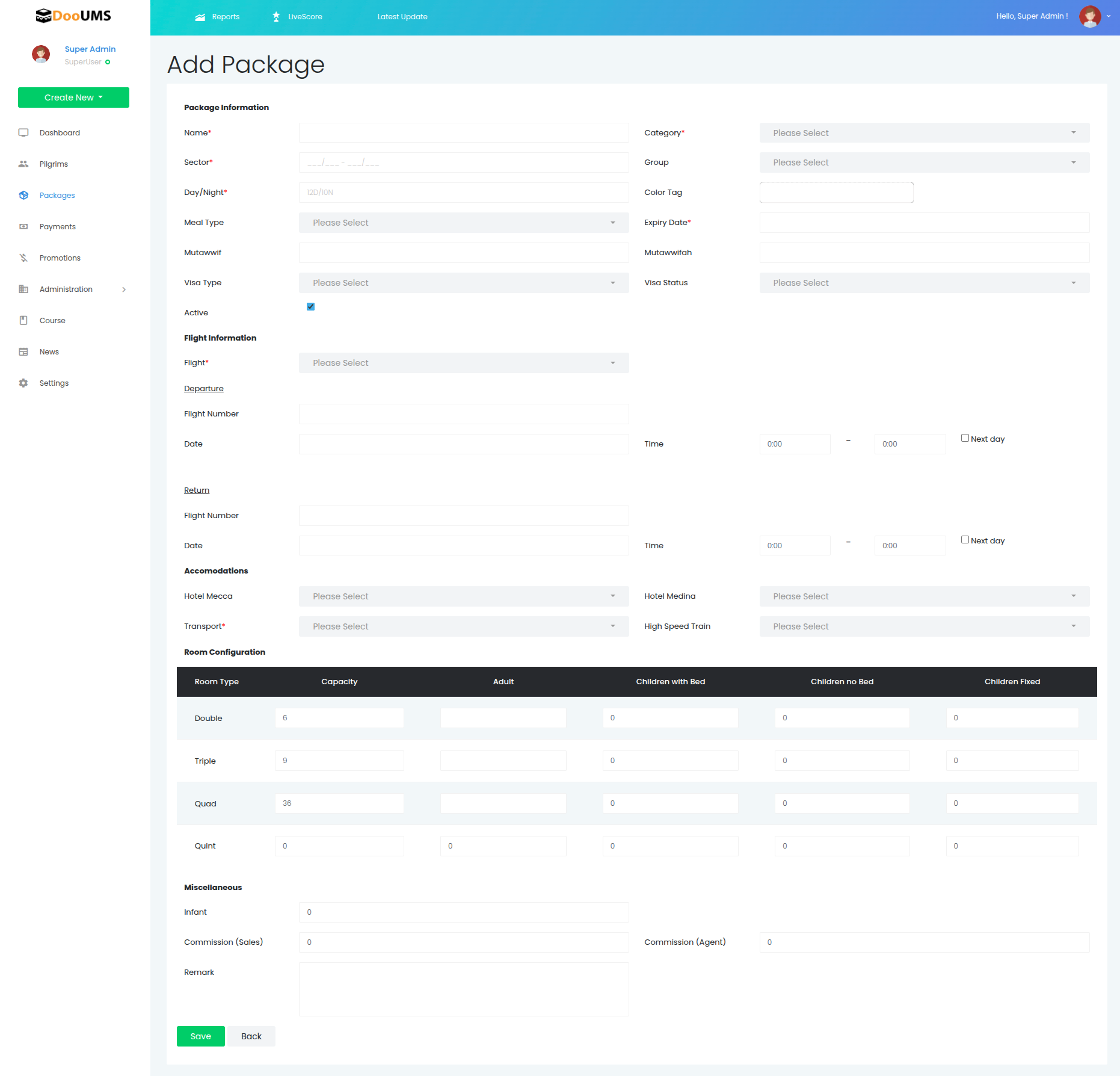Creating Packages Interface